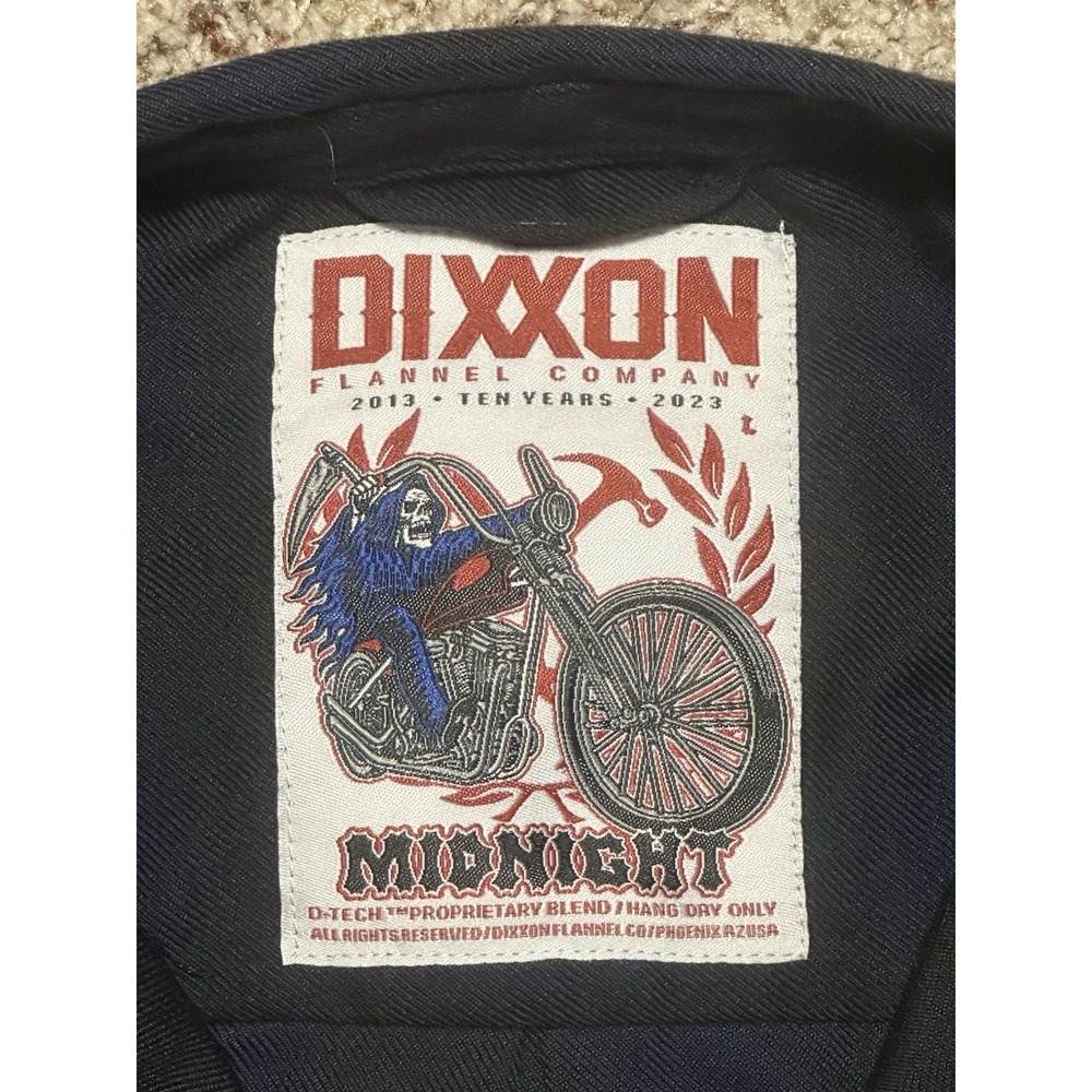 Dixxon "Midnight" 10th Anniversary Pearlsnap Flannel, Black, Blue, Large - Picture 3 of 10